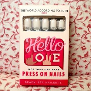 Hello Love Cream & Silver Press-On Nails